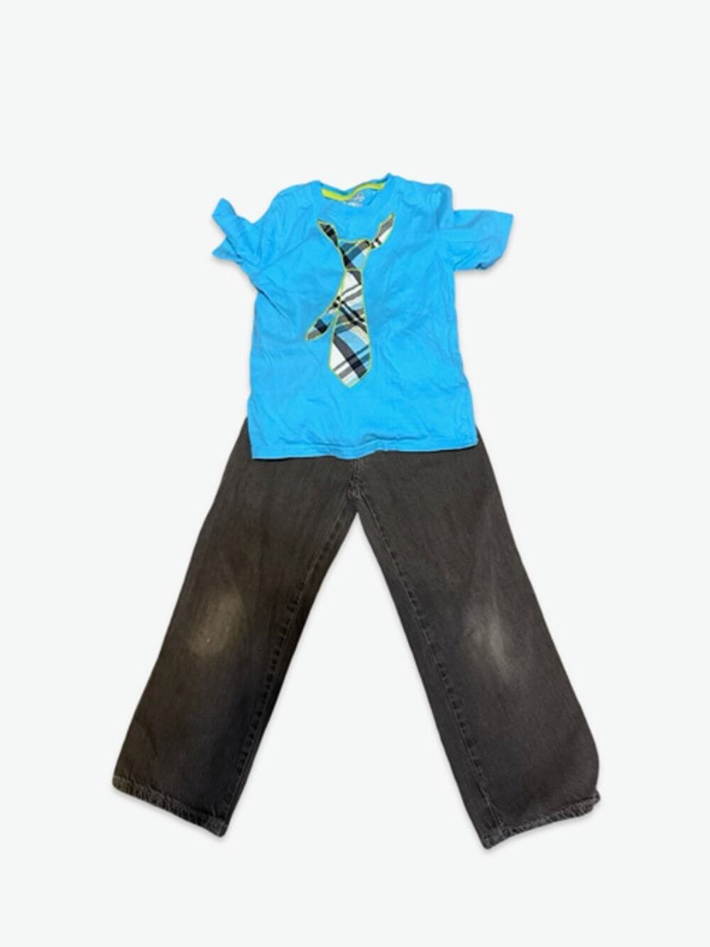Jumping Beans Blue Tie Shirt Sonoma Jeans Size 7 Outfit